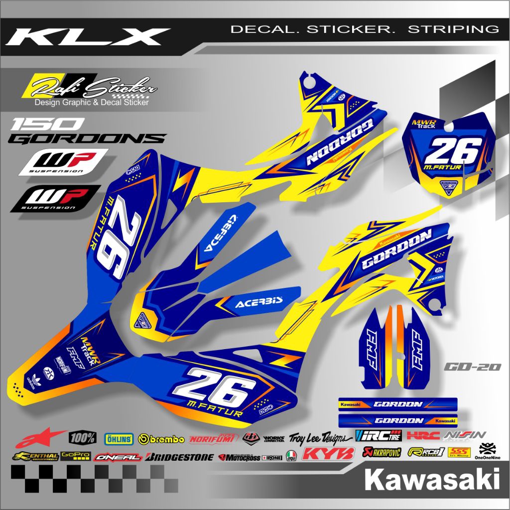 DECAL FULL BODY KLX GORDON DESAIN SUKA-SUKA / DECAL KLX CODE GD-21 / STIKER FULL HOLOGRAM KLX GORDON