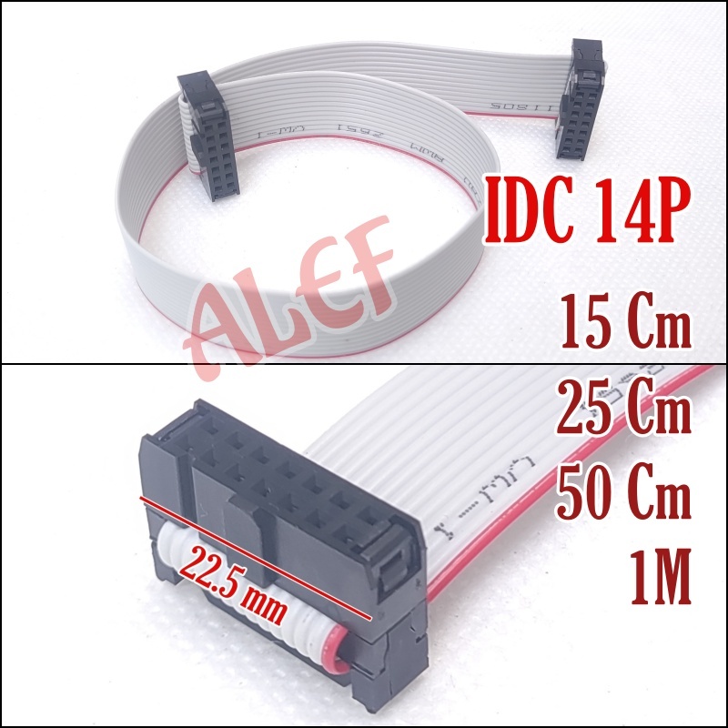 Kabel data idc header 14 Pin x 15 25 50 cm 1M 14P hider Female amphenol housing konektor