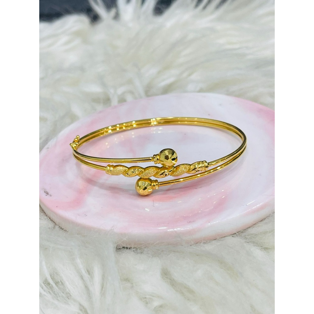 gelang bangle bola kristal silang pasir ulir terbaru simple emas asli kadar 700