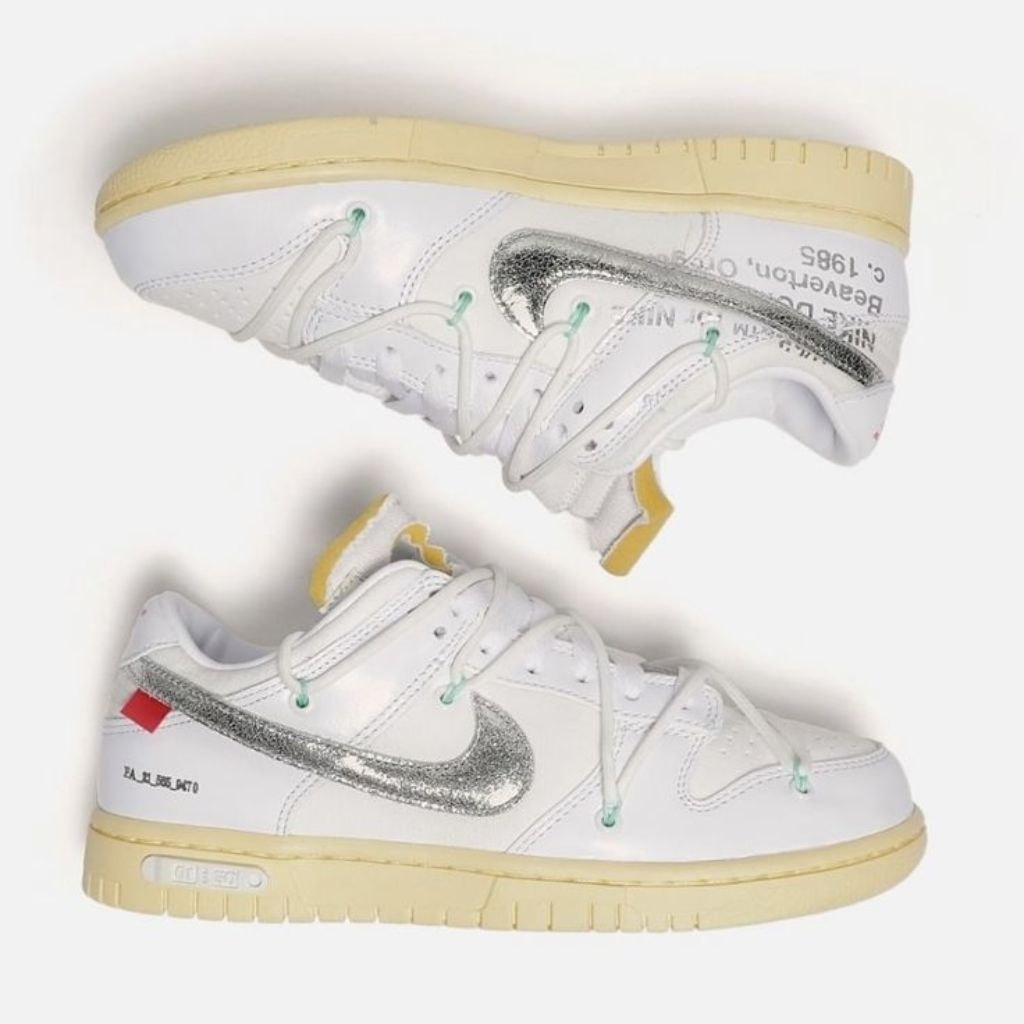 NIKE DUNK LOW OFF WHITE LOT 1 WHITE METALIC SILVER BUTTER