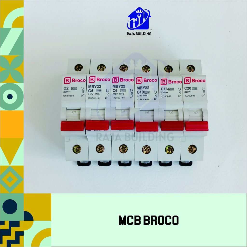 MCB BROCO/MCB 6 AMPERE/MCB 10 AMPERE/MCB 16 AMPERE/MCB 20 AMPERE/MINI CIRCUIT BREAKER/PEMUTUS ARUS