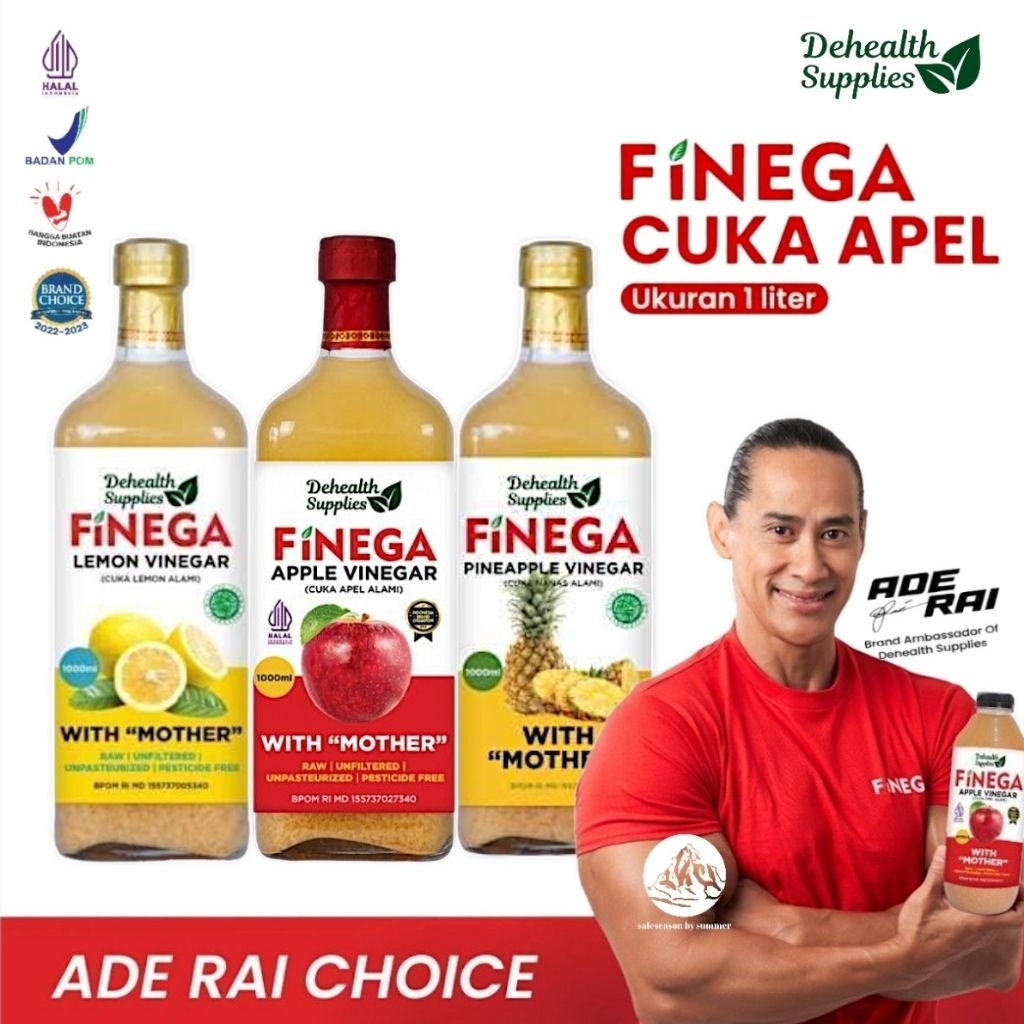 

FINEGA CUKA APEL Lemon Nenas | 1 LITER - BOTOL KACA | Dehealth Supplies