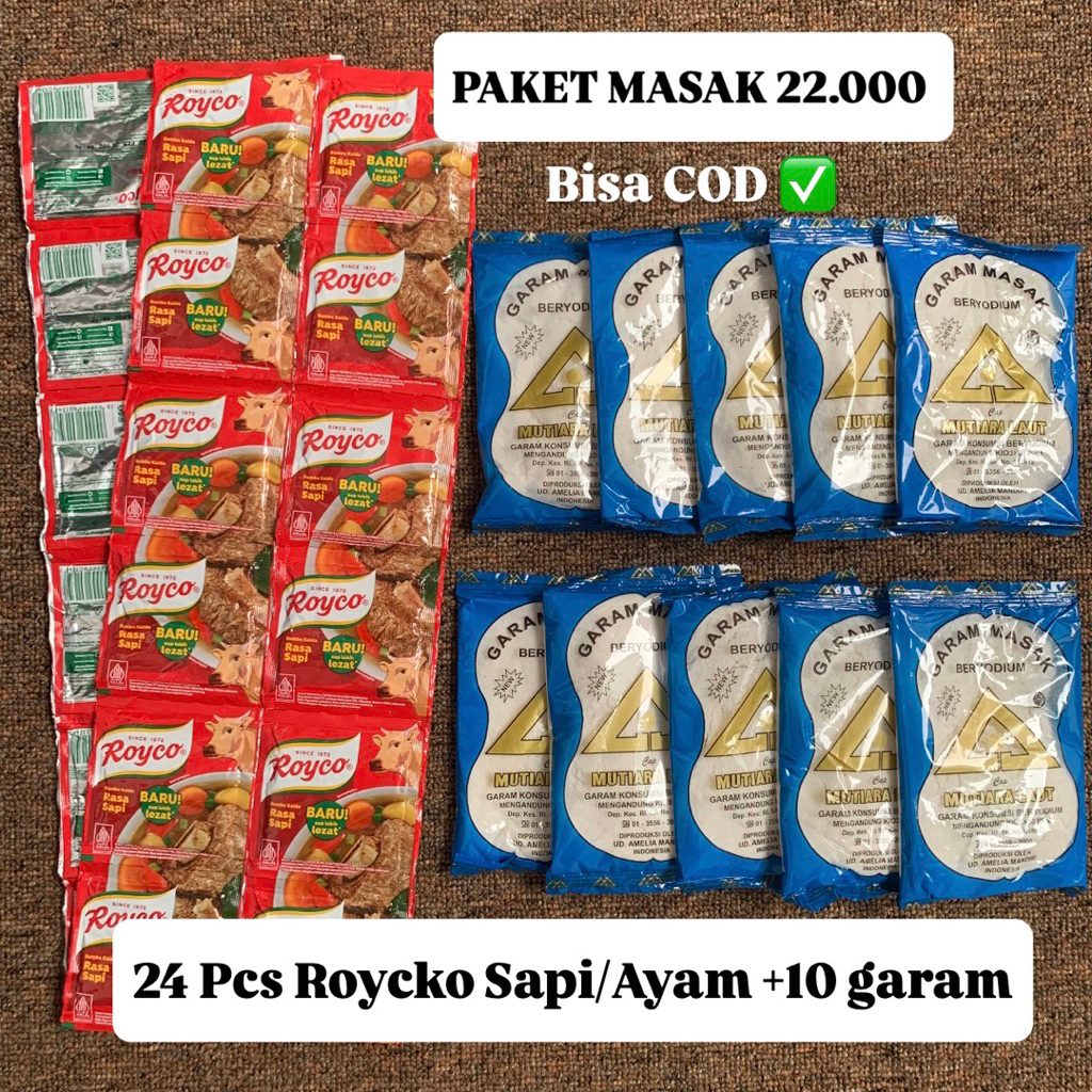 

COD Paket Masak Royco (24 pcs) Garam (10 pcs) garam halus royco sapi ayam