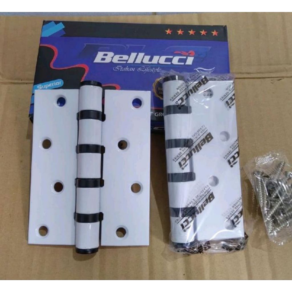 Engsel Bellucci 4 inch WHITE | Engsel Pintu Bellucci 4" PUTIH | Engsel Bellucci | Engsel Pintu Kayu