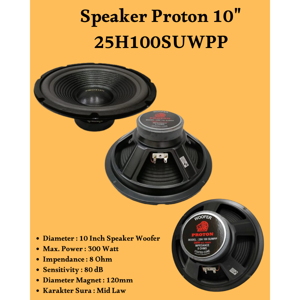 Speaker 10 Inch Proton 25H100SUWPP Subwoofer