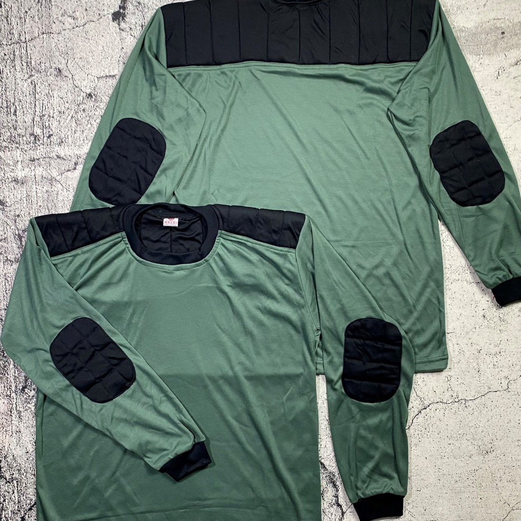 Kaos Lapangan Lengan Panjang Hijau - Hitam Kaos Decker Busa TEBAL Kaos Proyek PHH Kaos Bantal Tembak