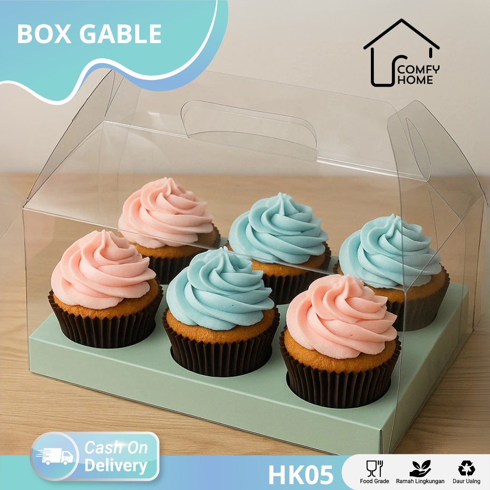 

GABLE BOX MIKA CupCake 6 Lubang 26 x 17 x 8 Cm|Kotak Makanan Mika/Kotak Mika Parcel Ultah|HK05