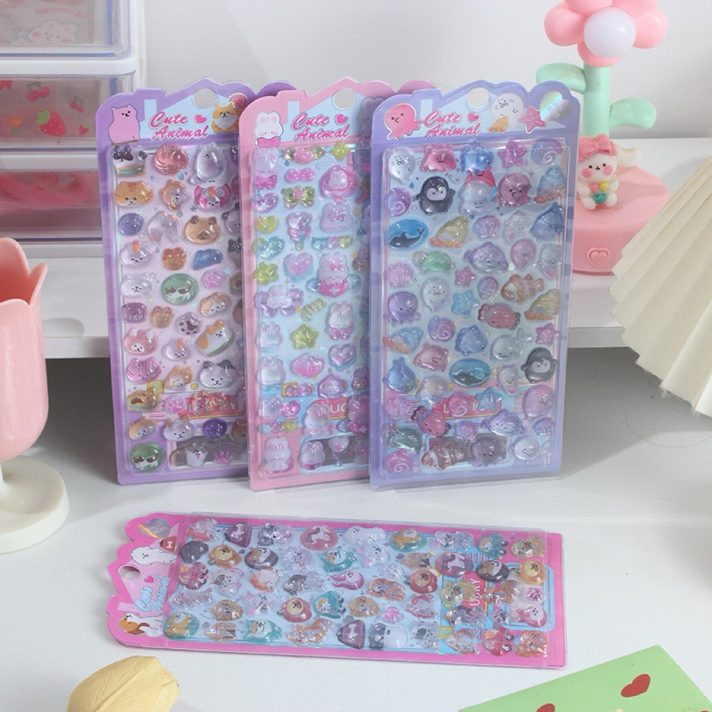 

Purple ST009 Stiker Bonbon Drop Viral 3D Timbul stiker Cute Animal Sticker Lucu Puffy Series gift hadiah kado DIY Journal