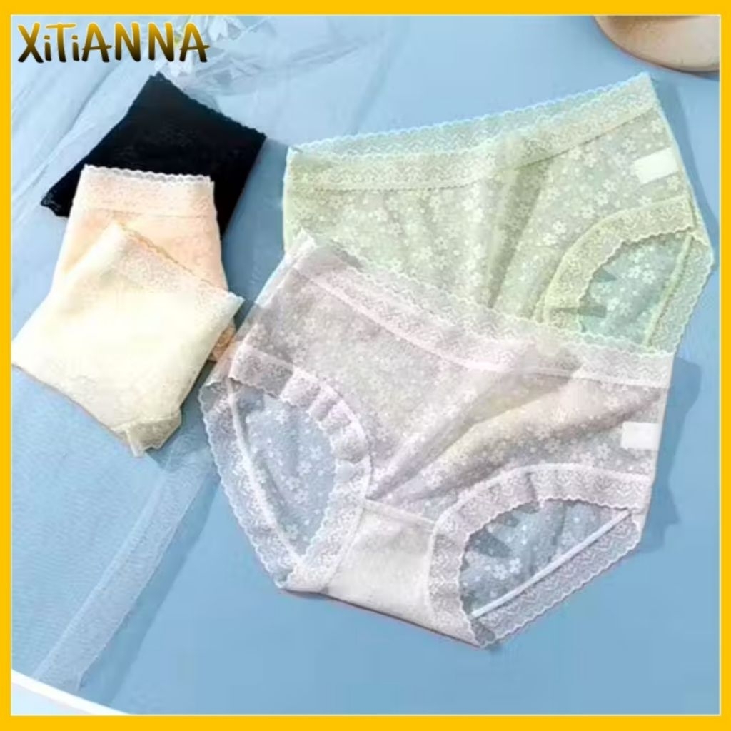 XT Celana Dalam Wanita Sexy Girl Model Transparan Bahan Lace Seamless CD68