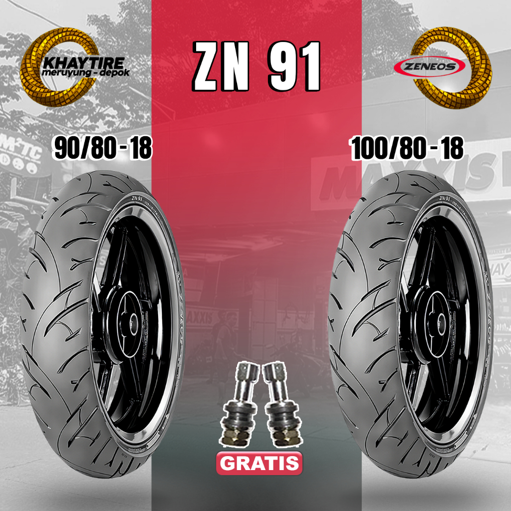 BAN MOTOR RING 18 SATUAN DAN SEPASANG ZENEOS ZN91 TUBELESS RXKING-TIGER-THUNDER