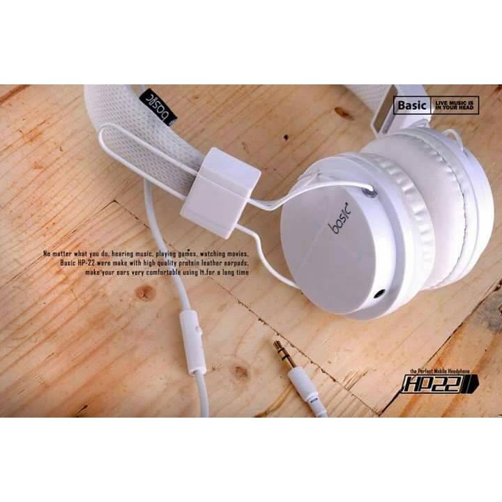 Headphone Basic HP22 +Mic for PC/Desktop - Putih