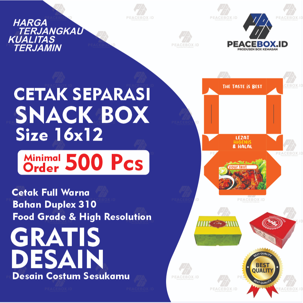 

SNACK BOX COSTUM UK 16X12, UK 14X12, UK 12X12 BAHAN DUPLEX 310