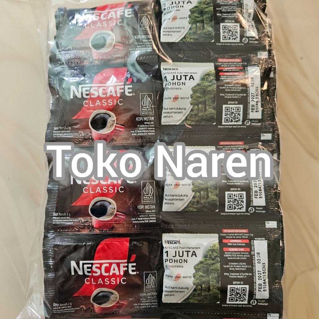 

NESCAFE CLASSIC DIJUAL 1 PCS KEMASAN HITAM BERAT 2GR
