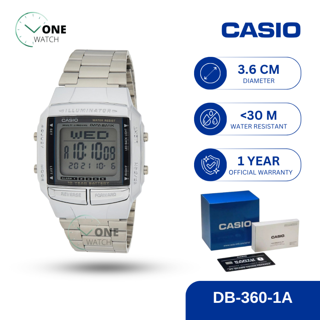 Jam Tangan Casio DB-360-1A Original Pria General Digital DB360 1A 360 Stainless Garansi Resmi