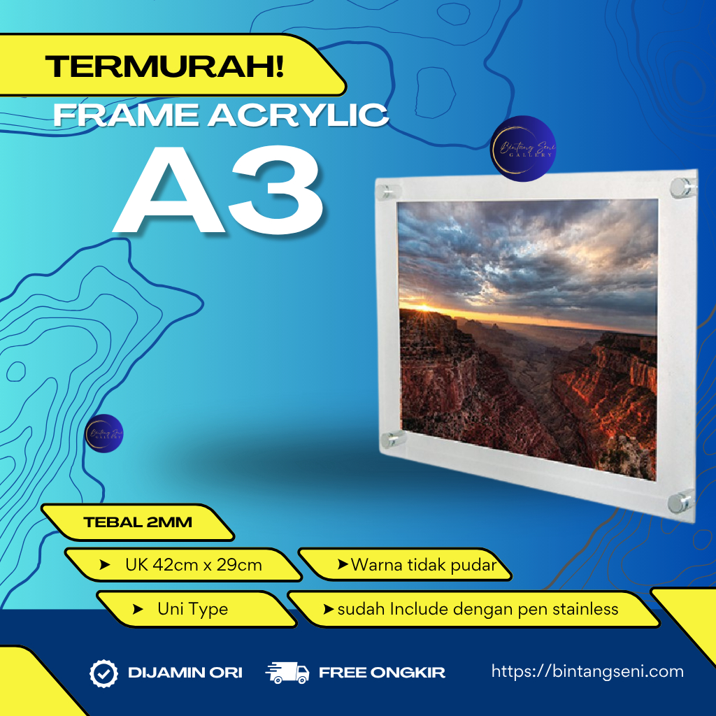 Papan Pocket Frame Bingkai Foto Poster Akrilik A3 Dinding Papan Informasi