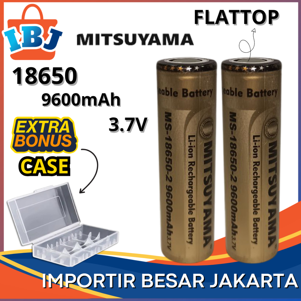 BATERAI 18650 MITSUYAMA 3.7v 9600mAh FLAT TOP Original 18650 Battery Baterai Vapee Batre 18650 Origi
