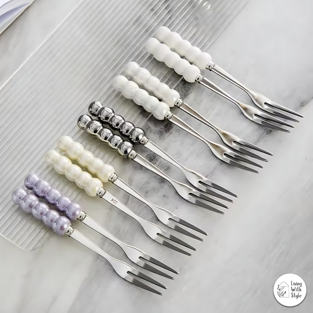 Living With Style - Spiral Long Mini Dessert Fork and Spoon Only / Sendok Garpu Kecil Buah Cemilan C