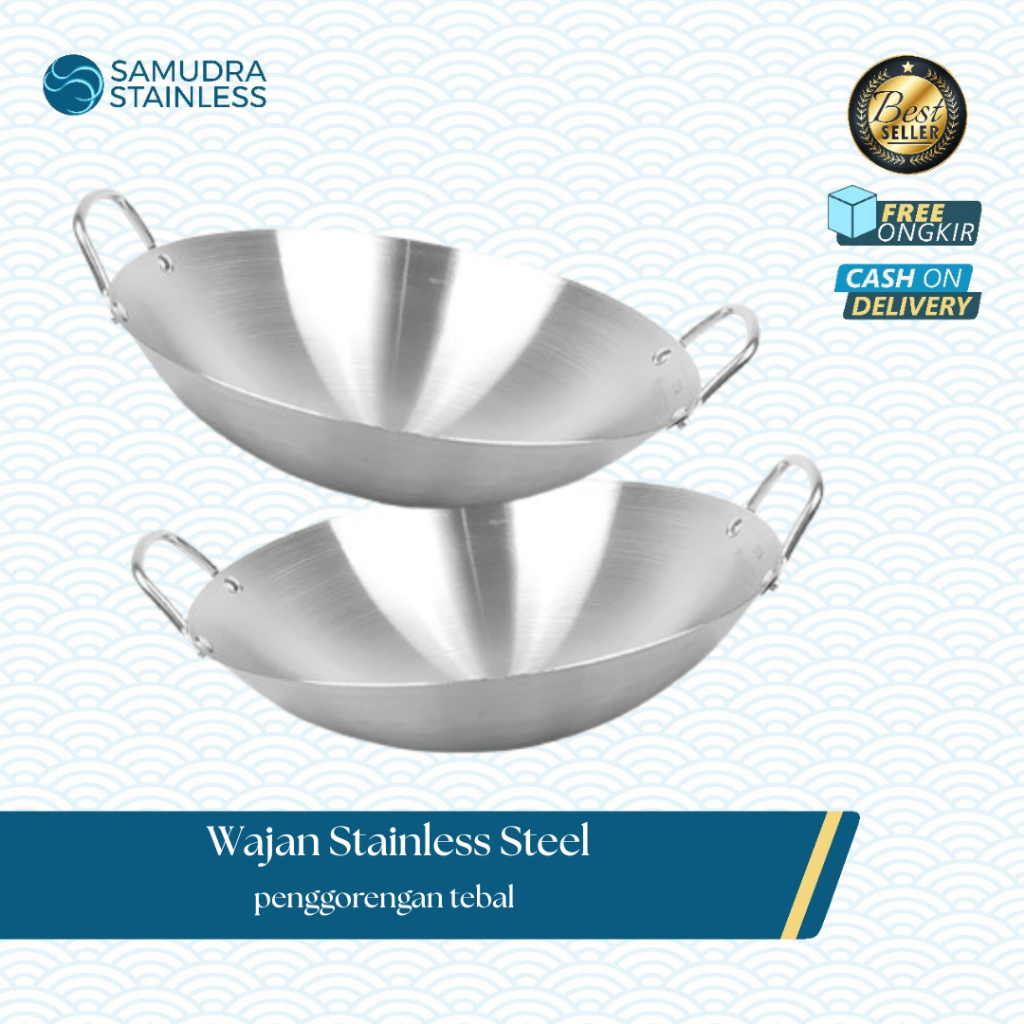 Wajan Stainless Steel Wok NIZEN Wajan Stainless Steel Besi Alat Penggorengan Tebal
