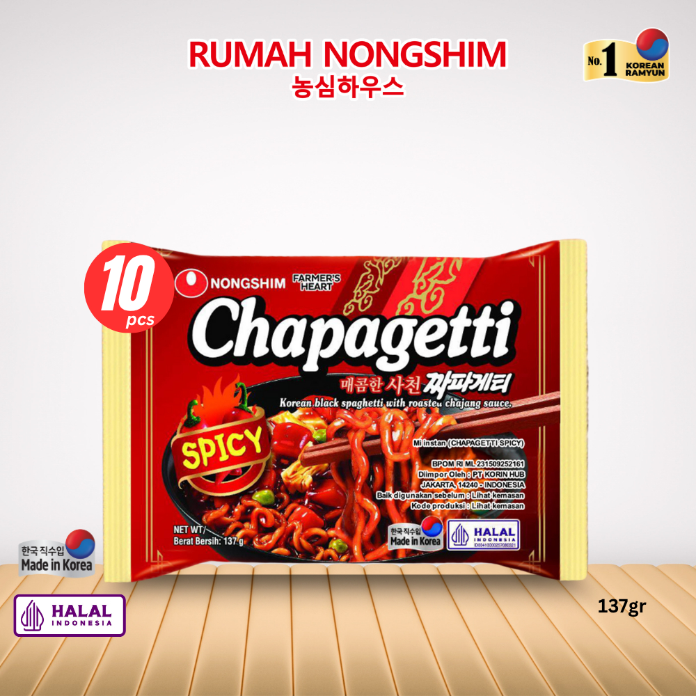 

Bundling SEPULUH - Nongshim Chapagetti SPICY [137 gram x 10 pcs] Instant Jajangmyeon Noodles