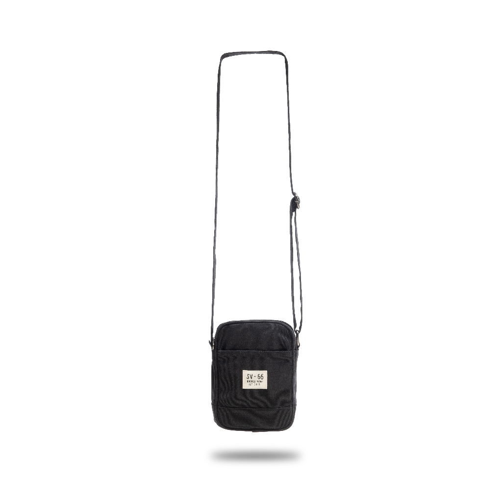 Svggest - Kuoka Black Mini Sling Bag Tas Slempang Pria - Canvas Tas Selempang Hitam