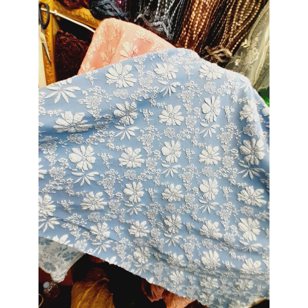 COD kain jaguard emboss premium/kain jaguard emboss/bahan jaguard emboss motif bunga/jaguar emboss