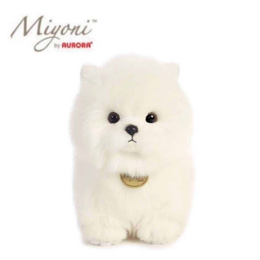 Boneka Anjing Mini Pom Import Original Aurora White Pomeranian Dog Samoyed Dogy Bichon Maltese Secon