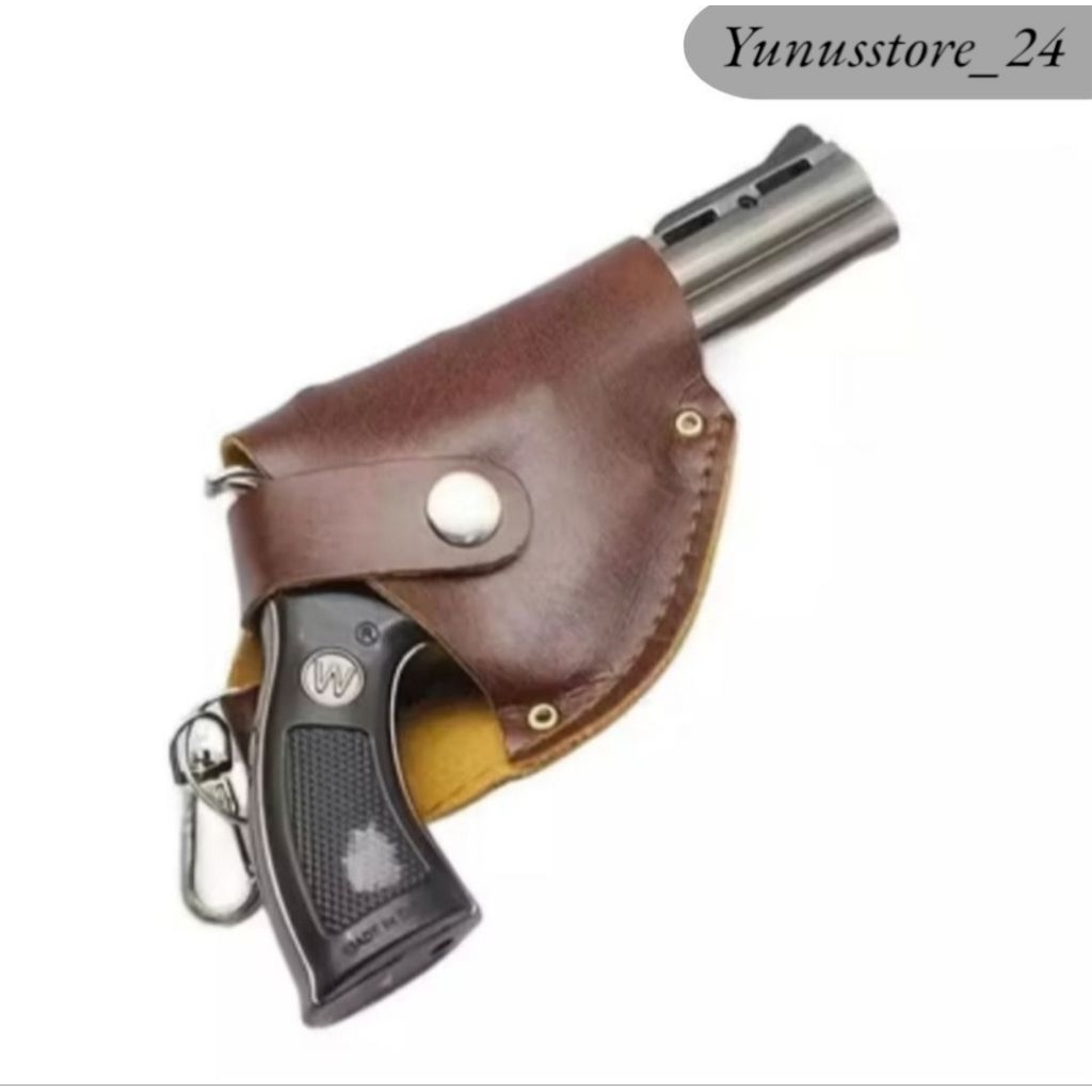Korek Api Bara Pistol Revolver Free Sarung ukuran sedeng