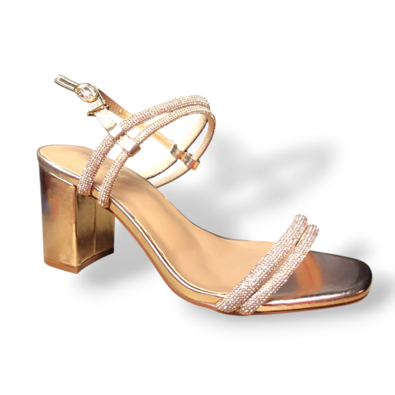 Be-Bob Lea-X25019 Lt. Sepatu Heels Wanita Warna Gold Champagne untuk Pesta