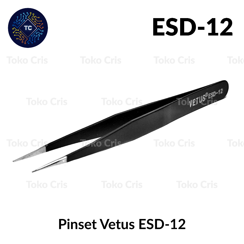 Pinset Vetus ESD 12 / Pinset Vetus Tweezers Lurus ESD-12 Stainless Steel