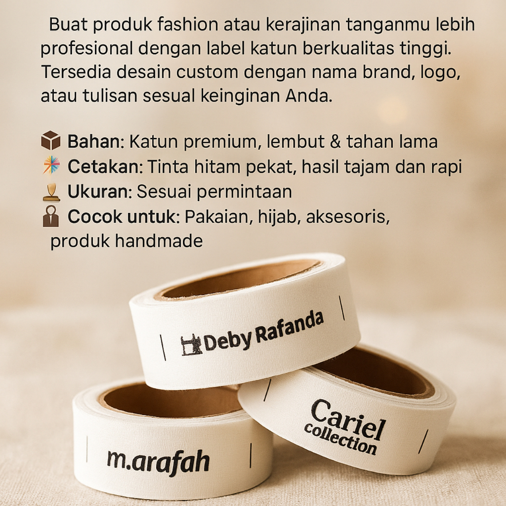 

Label Woven Damask Subtitute Free Desain / Label Baju / Label Hijab / 100 PCS