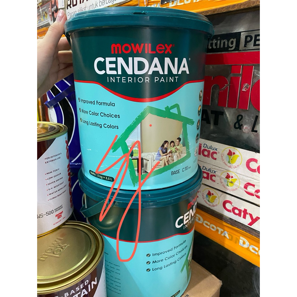 CAT TEMBOK MOWILEX CENDANA 5 KG 5KG CAT DINDING INTERIOR EXTERIOR PUTIH WARNA WARNI