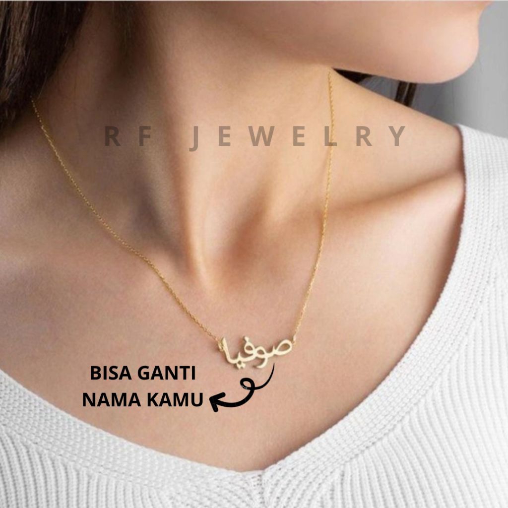 RF Jewelry - Kalung nama font arabic Titanium Kalung arabic