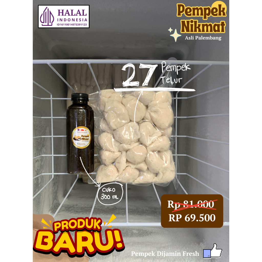 

27 Pempek Telur + cuko 300 ml - Asli Palembang [Pempek NikMat]