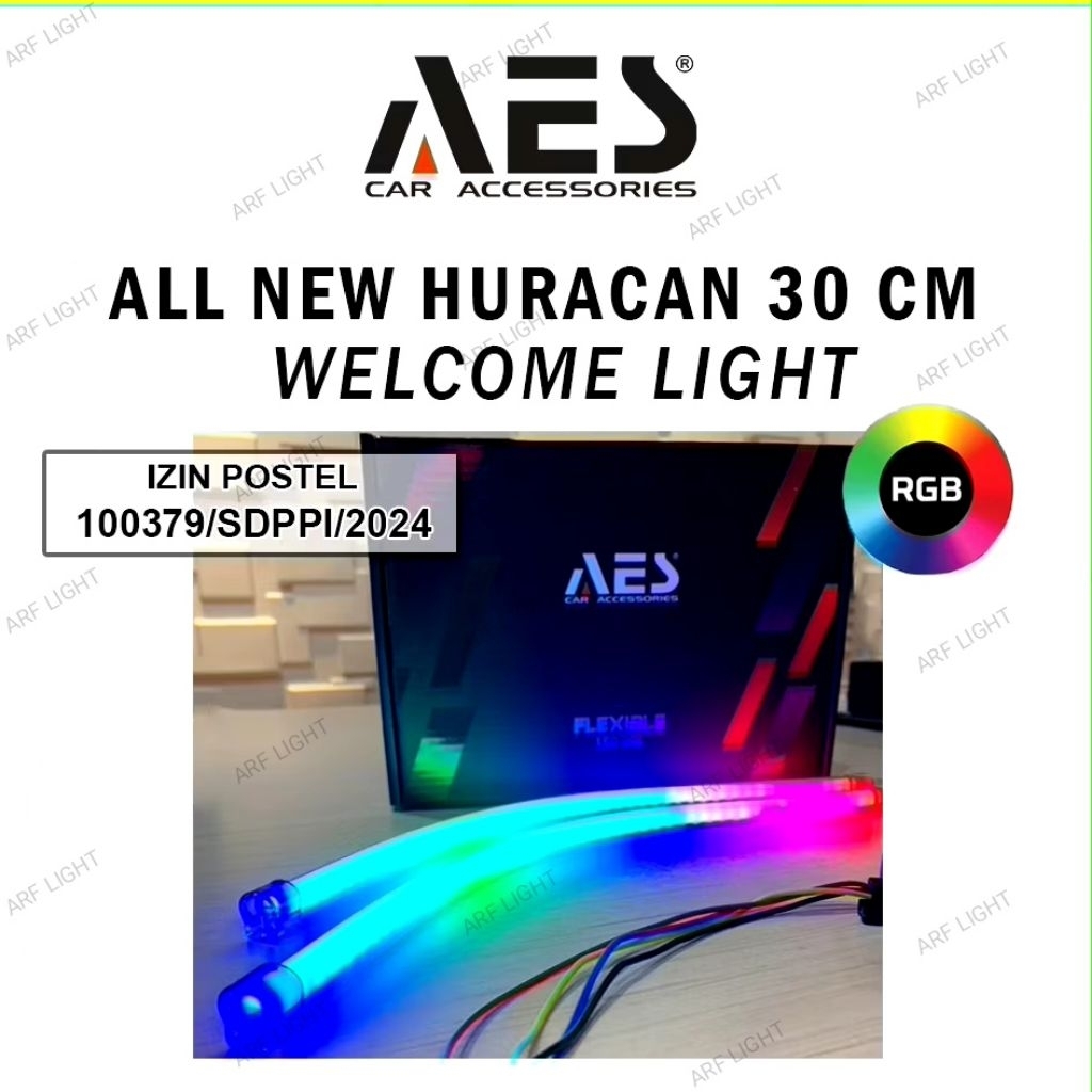 DRL RGB AES HURACAN SOFTLED 30 60 80 CM MERK AES DAY RUNNING LIGHT AES LAMPU BLUETOOTH