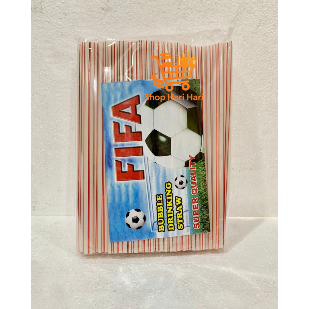Sedotan Plastik FIFA / Sedotan Garis / Sedotan ES / Pipet Es (1 bks)