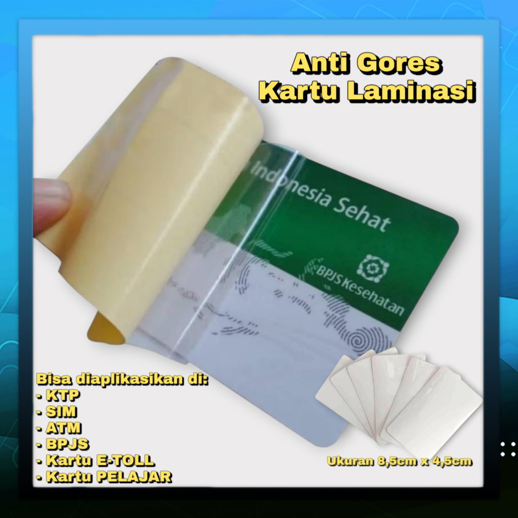 

Anti Gores Untuk Kartu KTP / Anti Gores KTP SIM NPWP E-TOLL