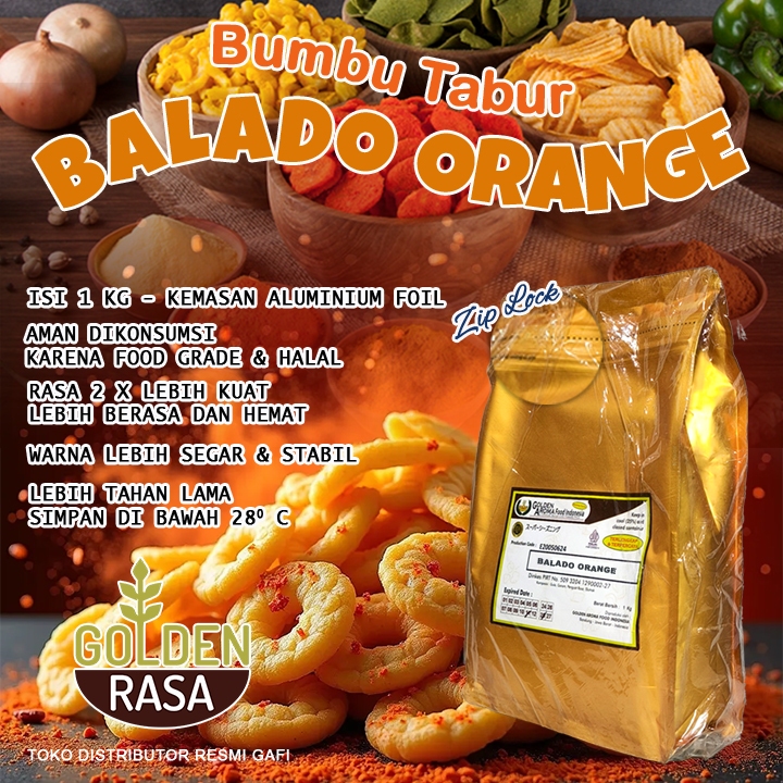 

Bumbu Tabur rasa Balado (Orange) 1 Kg - untuk Popcorn, Tahu Bulat, Sotong, Cireng, Cilok, Basreng, Mie Lidi, Kripik Pisang Singkong, Makaroni, Stik Keju/Bawang, Kentang Goreng, Jamur Krispi, Ayam Shihlin/Usus/Kulit/Ceker Crispy. non Antaka Oma Emi Mazzoni