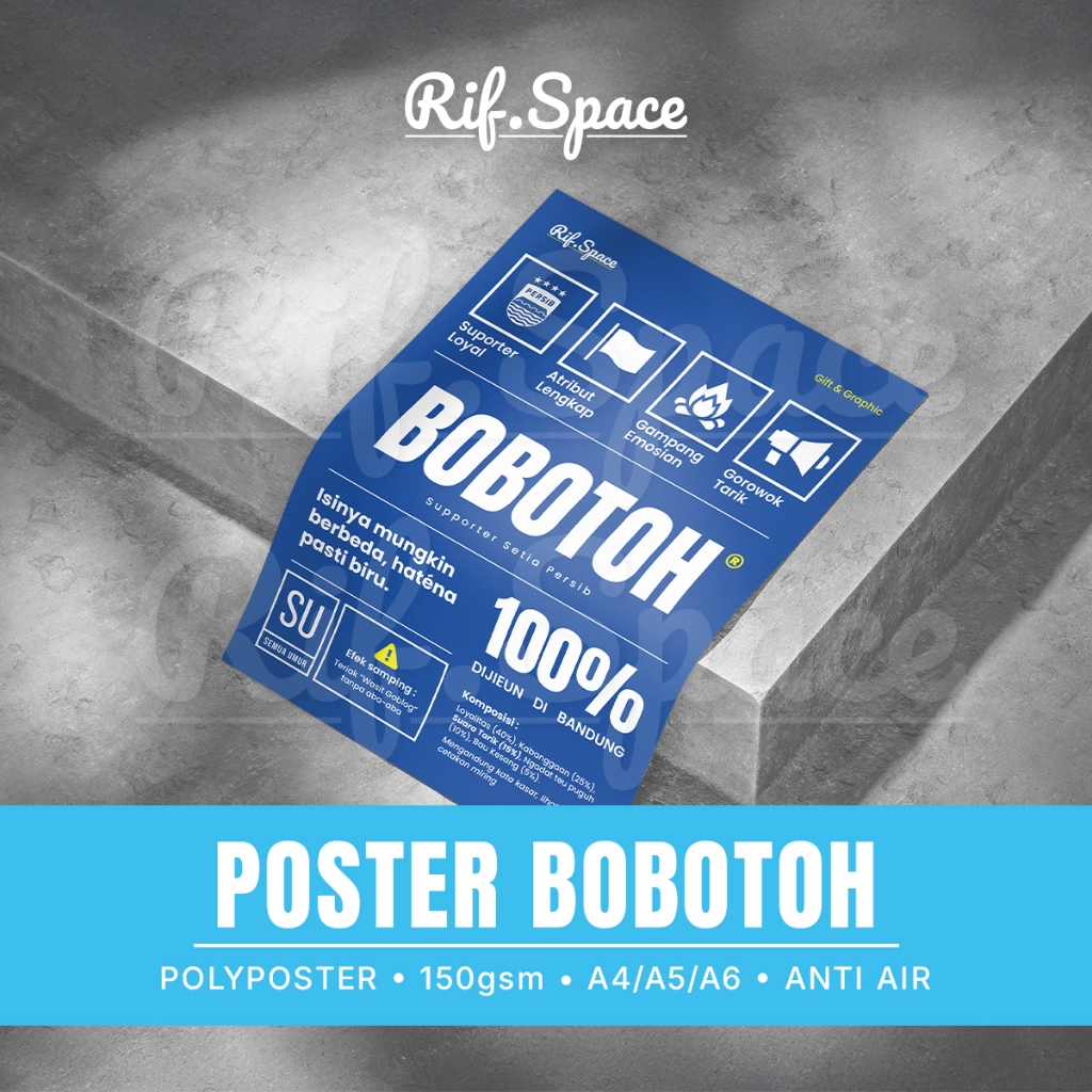 Poster Komposisi Bobotoh Persib Bandung - A4 A5 A6 Waterproof | Hiasan Dinding Kamar Sporty Estetik