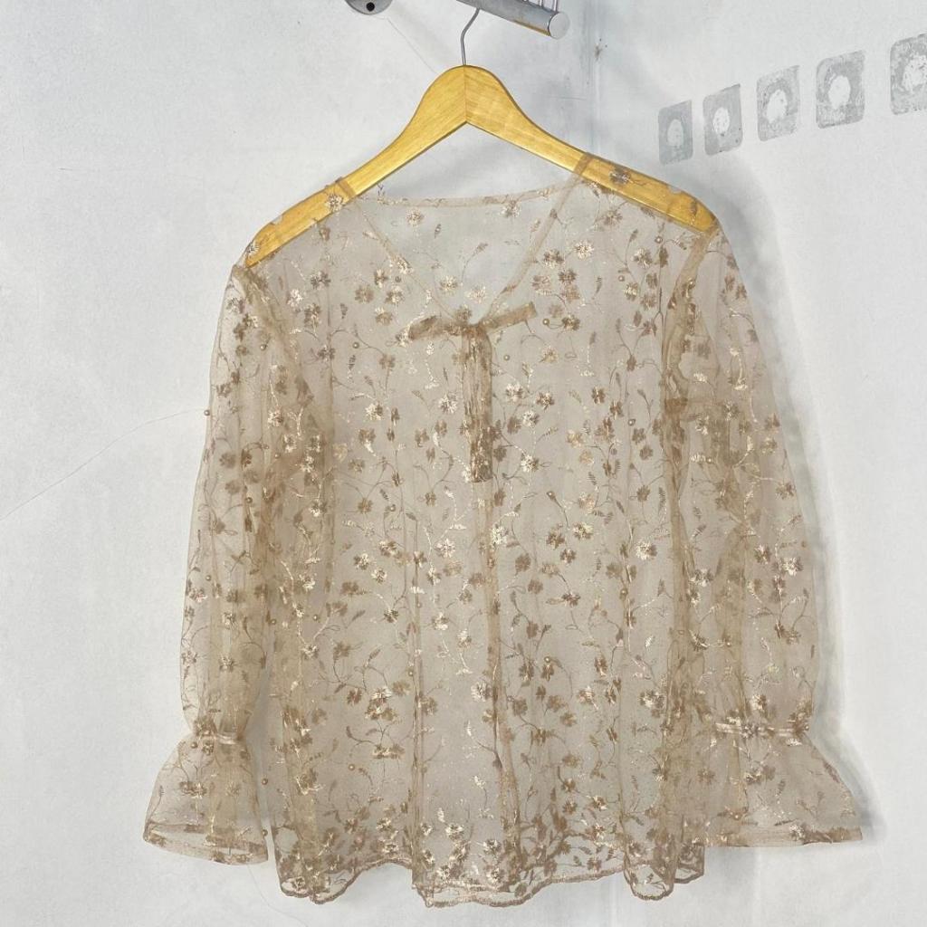 outer vest long, vest brukat panjang, tunik brukat, kebaya brukat