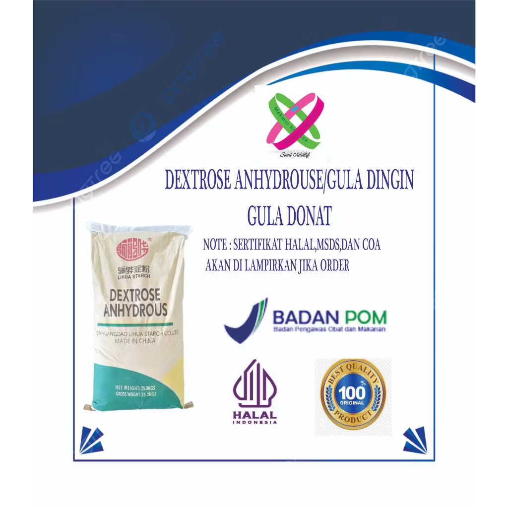 

DEXTROSE ANHYDROSE 500Gram/GULA DINGIN/GULA DONAT BERSERTIFIKAT HALAL MUI