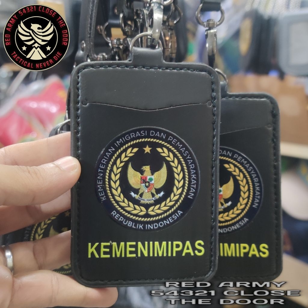 Holder Kartu ID Card Logo DTF KEMENIMIPAS Terbaru / Tali Lanyard Name Tag Logo KEMENTERIAN IMIGRASI