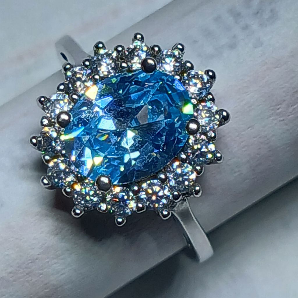 Cincin perak s925 Lady Diana "Biru" size 5