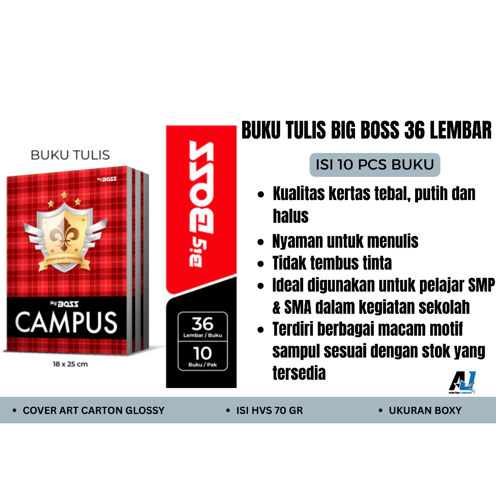 

BigBoss Campus Buku Tulis 36 Lembar | Buku Tulis Murah Isi10 pcs