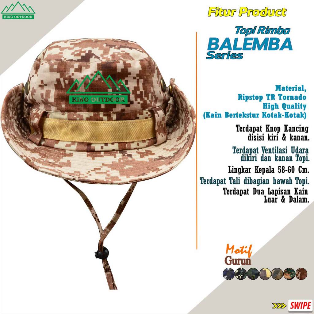 Topi Mancing Stylish Motif GURUN - Topi Hiking Loreng  - Topi Koboy/Rimba