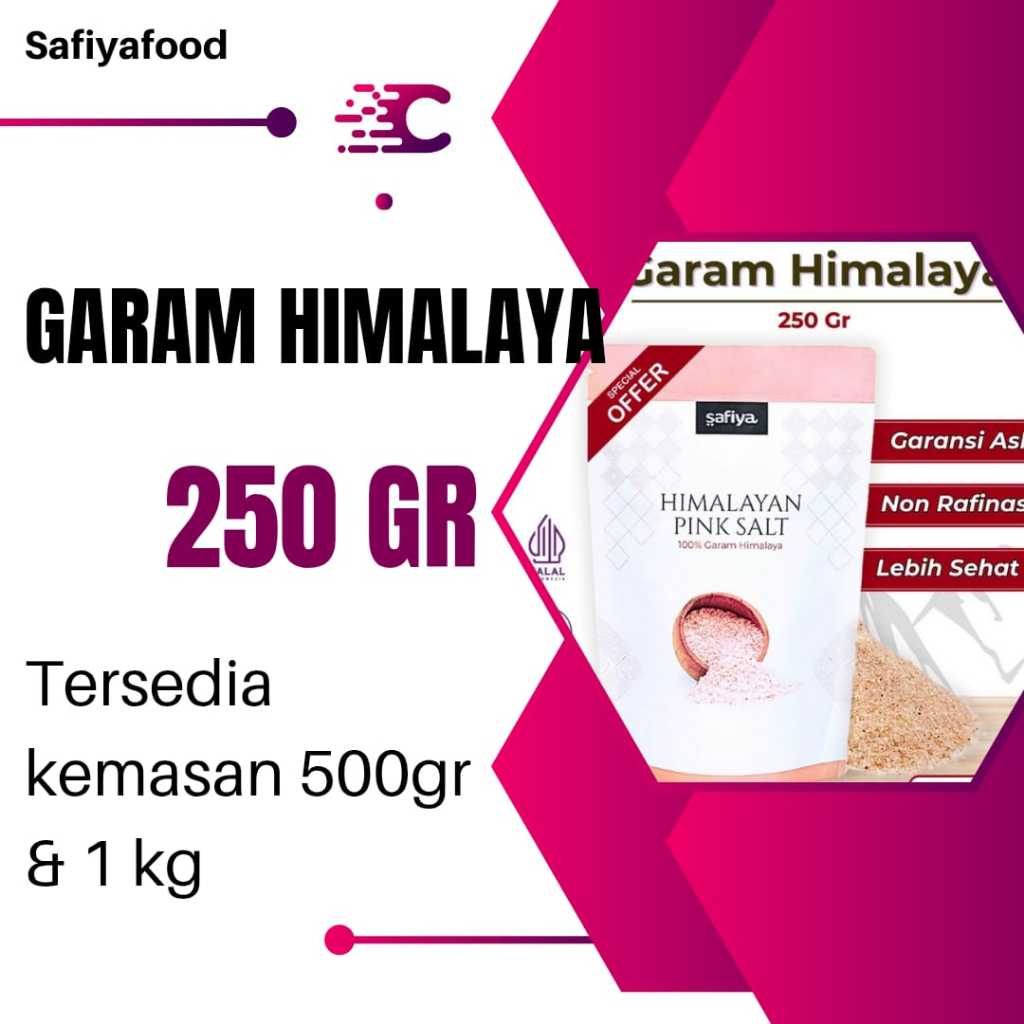 

SAFIYA Garam Himalaya 250 Gram Butiran Halus | SAFIYA Uyah Himalaya 250Gram Butiran Halus