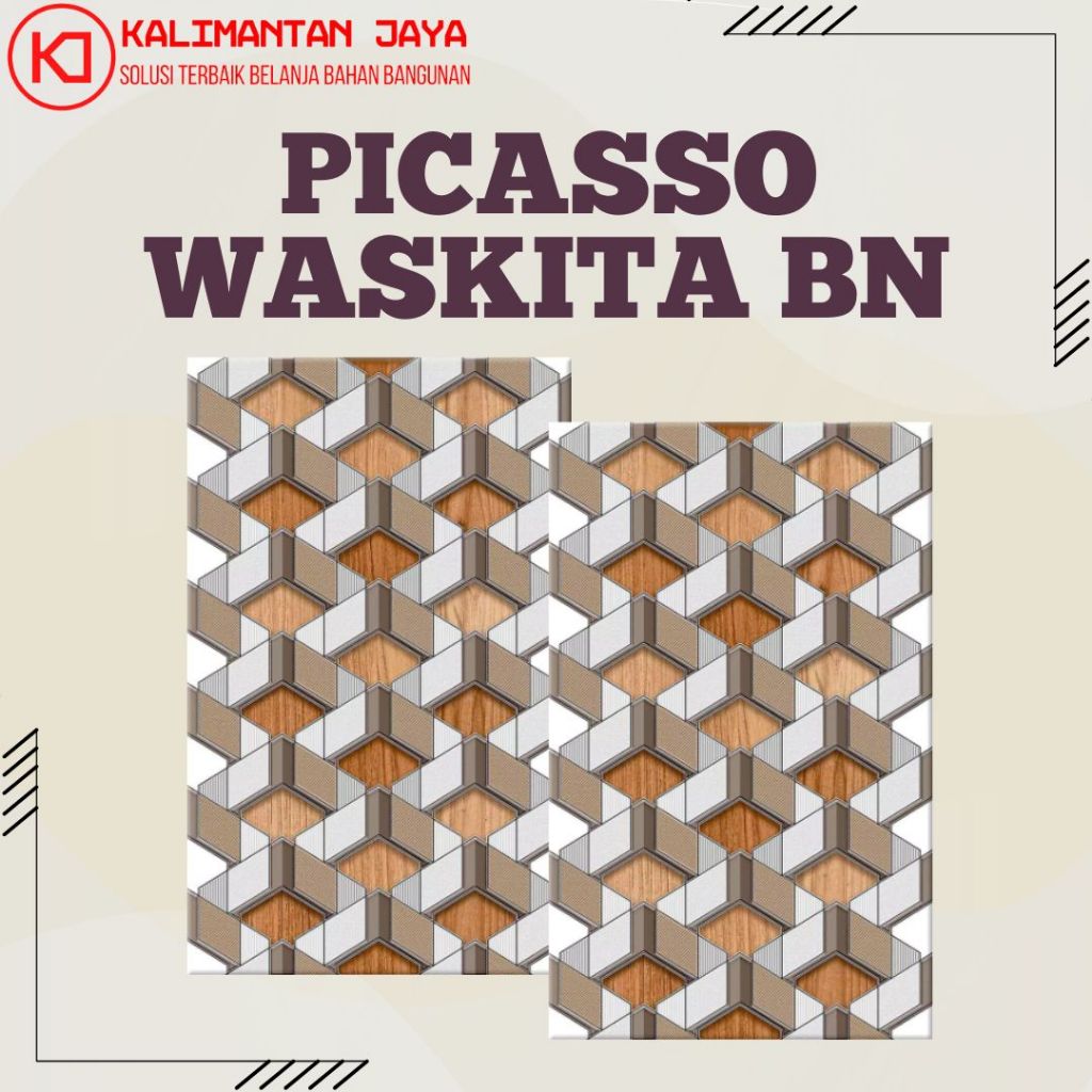 (KHUSUS PENGIRIMAN DALAM KOTA) KERAMIK PICASSO WASKITA BROWN 25X40 (HARGA PER DUS)