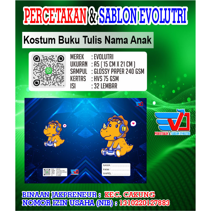 

BUKU TULIS SEKOLAH KOSTUM NAMA