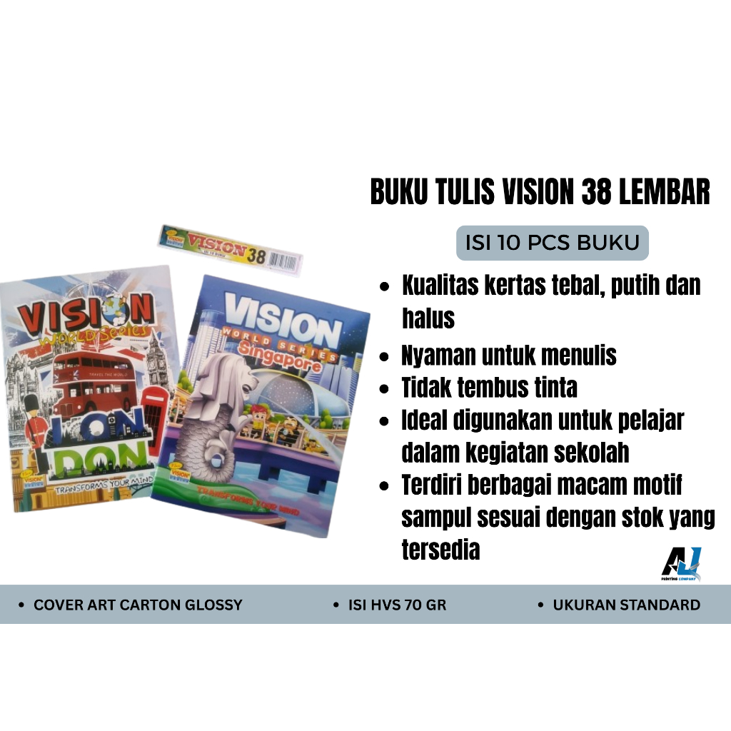 

BUKU TULIS VISION BIG BOSS KWARTO 38 LEMBAR (PAK) ISI 10 PCS