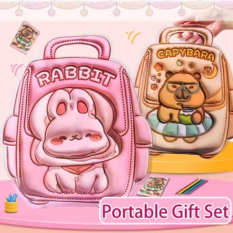 

Set Pensil Warna + Buku Mewarnai + Bag Hadiah Anak Kartun Labubu Capybara