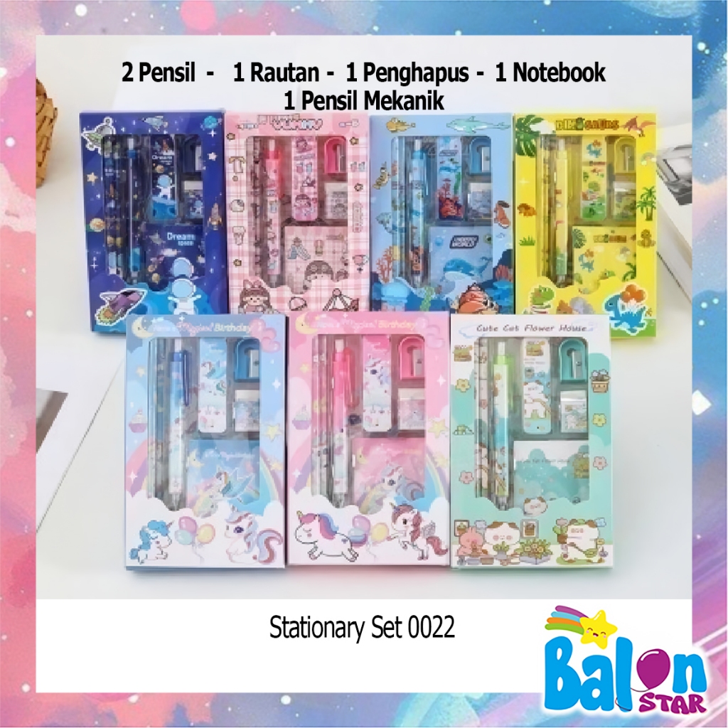 

Stationary Set Fancy, set alat tulis, alat tulis anak, paket alat tulis, kado ulangtahun